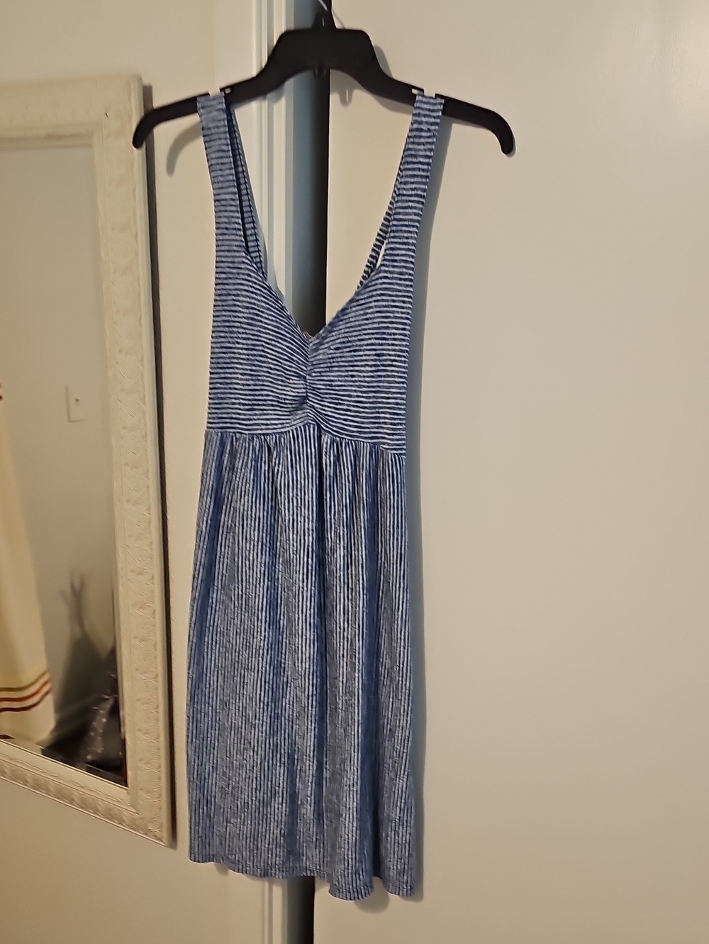 Universal Thread Blue & White Striped Twist-Front Midi Dress